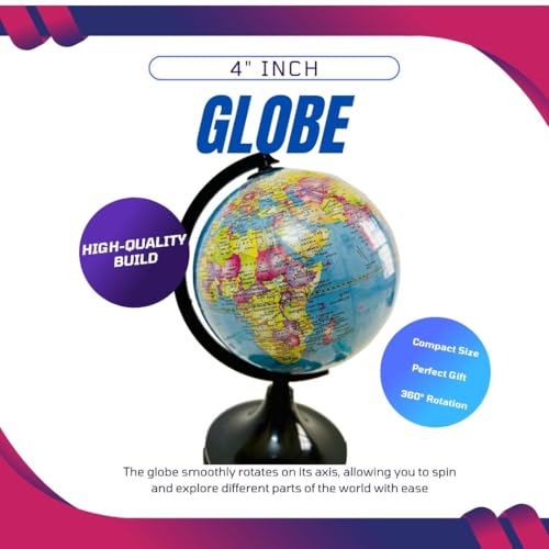 Rotating Globe - World Map Educational Desktop Decoration